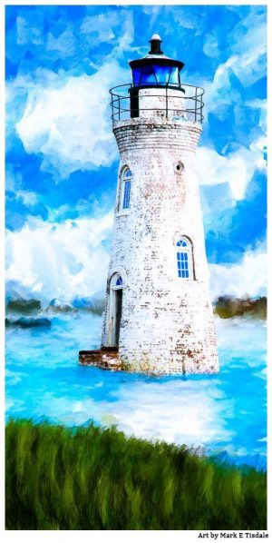 Cockspur Island Lighthouse Art Print by Georgia Artist Mark Tisdale