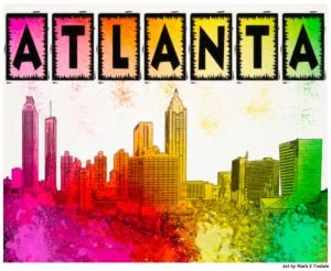 Colorful Atlanta Skyline Art Print by Georgia artist Mark Tisdale
