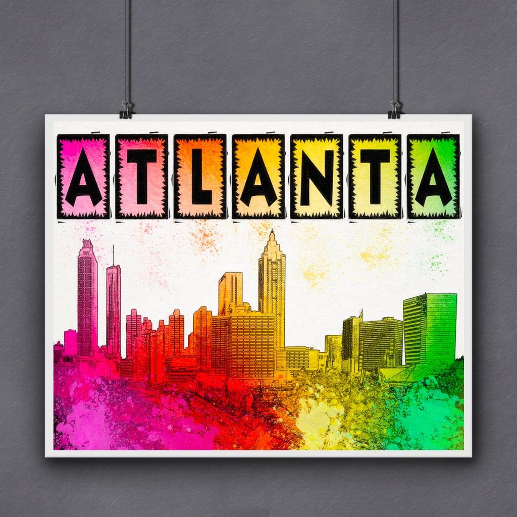 Colorful Atlanta Skyline Art - Atlanta Skyline Silhouette Print