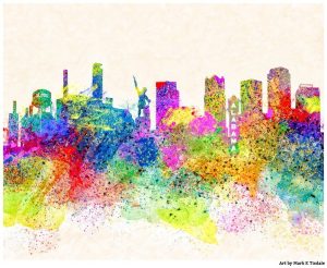 Colorful Birmingham Skyline - Alabama Art Print by Mark Tisdale