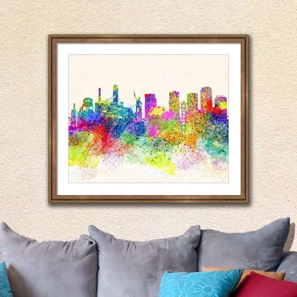 Colorful Birmingham Skyline Framed Wall Art - Alabama cities
