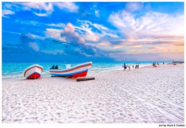 Playa Del Carmen - Mexican Beach Wall Art of Colorful Boats