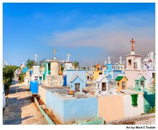 Colorful Mexican Cemetery in the Yucatan - Merida Cemetery Print by Mark Tisdale