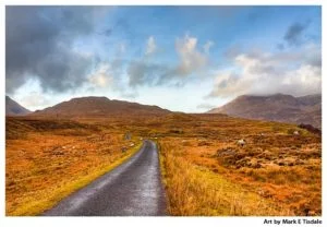 Winding road through a Connemara Landscape - Ireland Print by Mark Tisdale