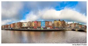 River Liffey Panorama Art Print - Colorful Dublin Ireland Print by Mark Tisdale