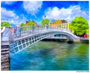 Dublin Landmark - Ha'Penny Bridge Print by Mark Tisdale