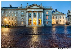 Trinity College chapel as night falls on Dublin Ireland - Print by Mark Tisdale