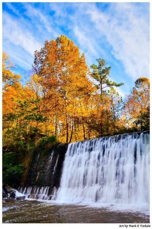 Dam at Old Roswell Mill – Georgia Fall Color Print by Mark Tisdale