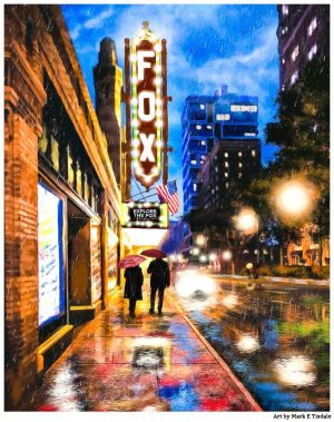 Fox Theatre - Rainy Atlanta Artwork by Georgia artist Mark Tisdale