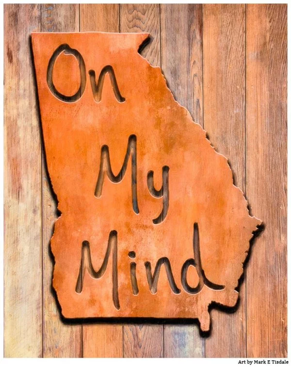 Georgia On My Mind - Rustic Map Art Print by Mark Tisdale