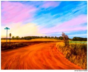 Georgia Red Dirt Road - Macon County Sunset - Print by local artist Mark Tisdale