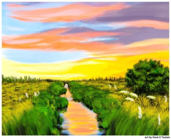 Salt Marsh At Sunrise - Georgia Coast Landscape Print by Local artist Mark Tisdale