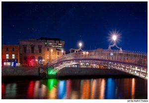 Ha'Penny Bridge At Night - Dublin Ireland - Print by Mark Tisdale