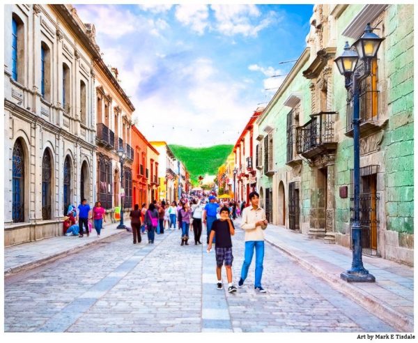 Streets of Historic Oaxaca Mexico - Mexican art Print by Mark Tisdale