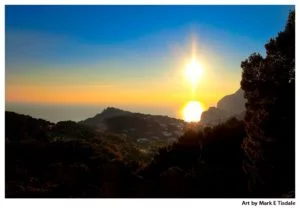 Isle of Capri Sunset - Italian Landscape Print by Mark Tisdale
