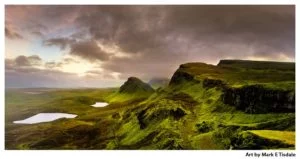 The Quiraing Landscape on The Isle of Skye - Panorama - Scottish Highland Landscape Print by Mark Tisdale