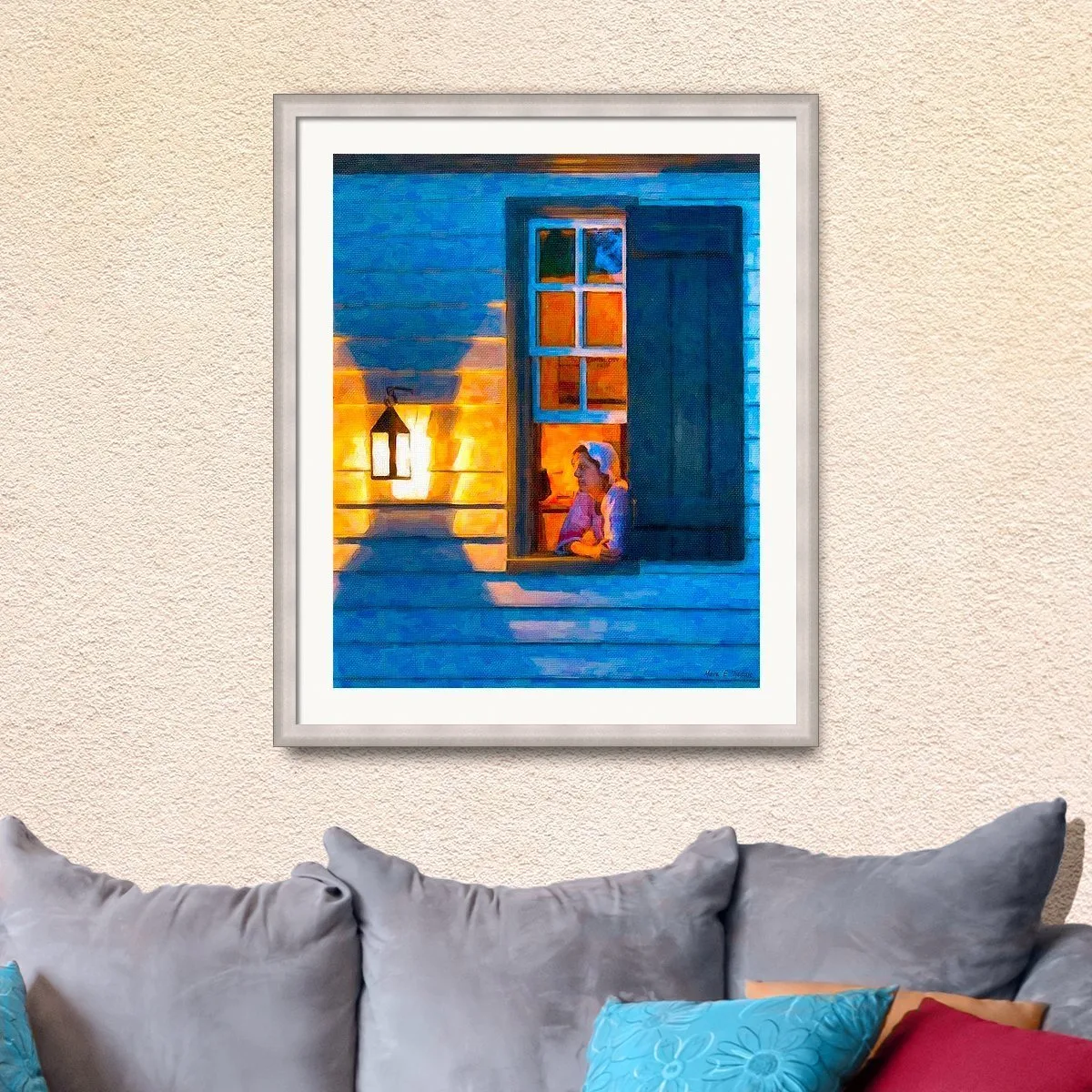 Colonial WIlliamsburg Framed Wall Art - Open Window by Lantern Light