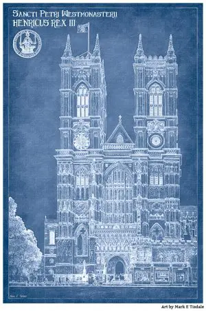 London Architectural Blueprint Art of Westminster Abbey by Mark Tisdale