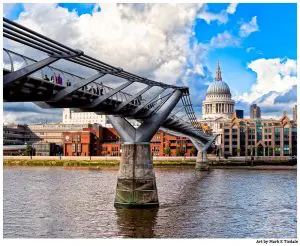 London Millennium Bridge And St Paul's Cathedral Over The Thames - Print by Mark Tisdale