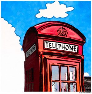 Whimsical British Phone Booth in London - Square Format print by Mark Tisdale
