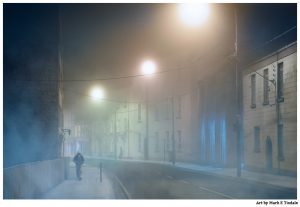Foggy Night in Galway Ireland - Surreal Fog Print by Mark Tisdale