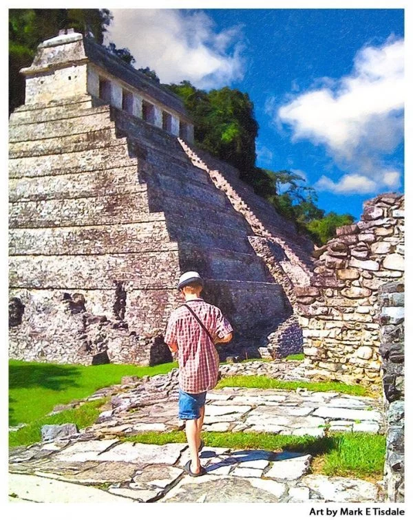 Mayan Adventure Art Print - Palenque Ruins print by Mark Tisdale