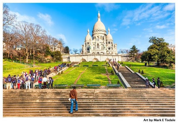 The hill in Montmartre, Paris - Sacré Coeur Basilica at the top - Print by Mark Tisdale