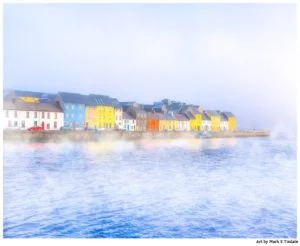 Galway Waterfront in a thick morning fog Print by Mark Tisdale