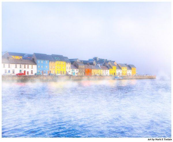 Galway Waterfront in a thick morning fog Print by Mark Tisdale
