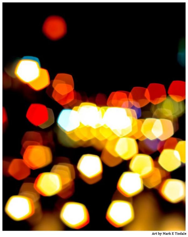 Abstract art print of the city lights of Manhattan at night by Mark Tisdale