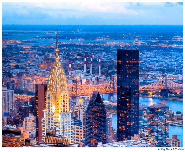 New York Chrysler Building on The Skyline At Night - Print by Mark Tisdale