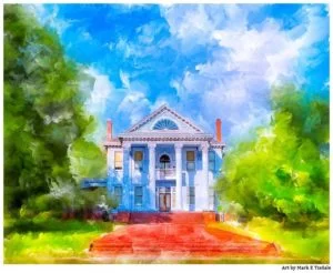 Old South Art - Plantation Style Home Print by Georgia artist Mark Tisdale