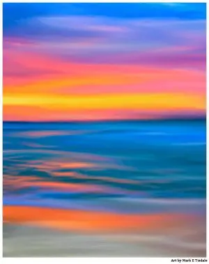 Abstract Art Print of a Pacific Ocean Sunset by Mark Tisdale