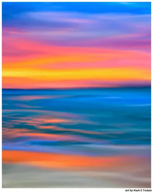 Abstract Art Print of a Pacific Ocean Sunset by Mark Tisdale