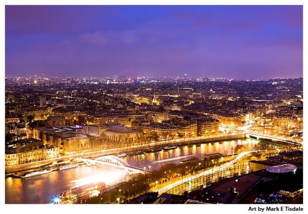 Paris Aerial View - Seen From The Eiffel Tower Overlooking the Seine - Print by Mark Tisdale