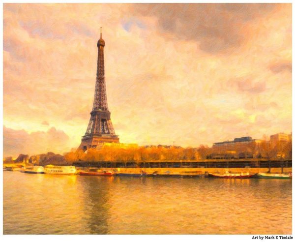 Eiffel Tower - Impressionistic Paris Print by Mark Tisdale - River Seine