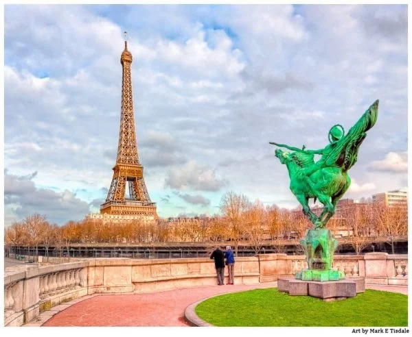 Eiffel Tower and Joan Of Arc Statue - Paris Landmark Print by Mark Tisdale