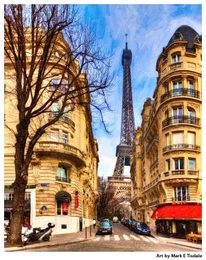 Streets of Paris leading to The Eiffel Tower - Paris Print by Mark Tisdale