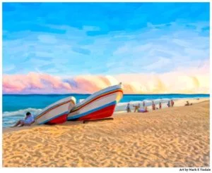 Playa del Carmen Mexico Beach Sunset Print by artist Mark Tisdale