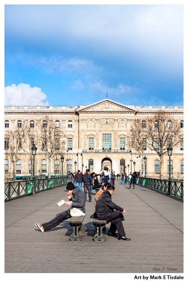 The Pont Des Arts Outside The Louvre - Paris City Scene Print by Mark Tisdale