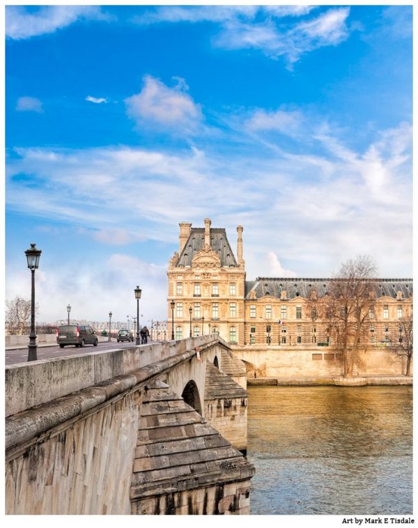 Le Pont Royal And the Louvre - Paris Architecture Print by Mark Tisdale