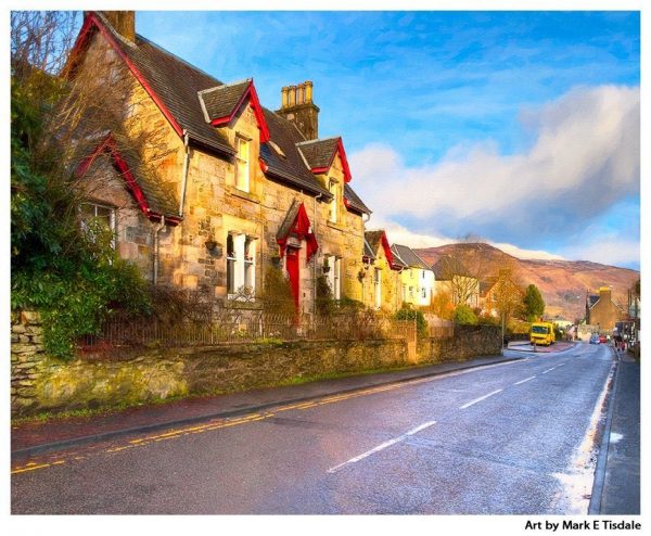 Quaint Cottage in the Scottish Village of Killin - Print by Mark Tisdale