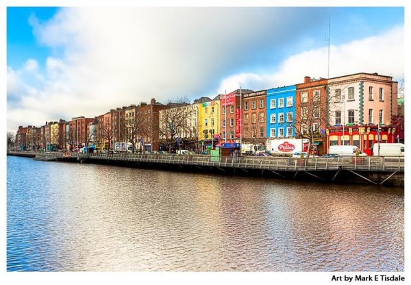 River Liffey waterfront in Dublin Ireland in Winter - Cityscape Print by Mark Tisdale