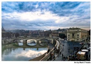 River Tiber  - Stormy Rome Italy Print by Mark Tisdale