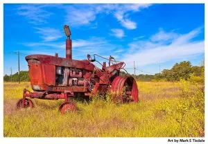 Rust Red Tractor - Rural Georgia Print by local artist Mark Tisdale