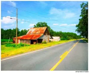 Rustic Barn - Georgia Countryside Landscape Print by local artist Mark Tisdale