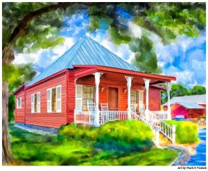 Little Red Cottage Style Artwork by Georgia artist Mark Tisdale
