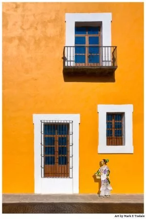Spanish Colonial Architecture in Puebla Mexico - Golden Mexican Art Print by Mark Tisdale