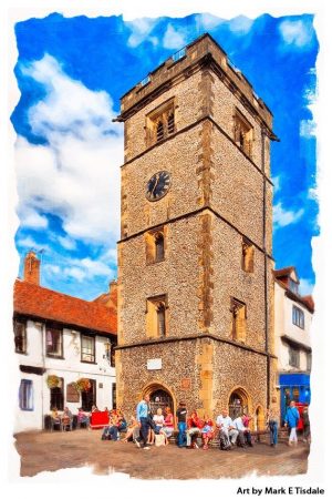 St Albans Clock Tower - Medieval Architecture Print by Mark Tidale