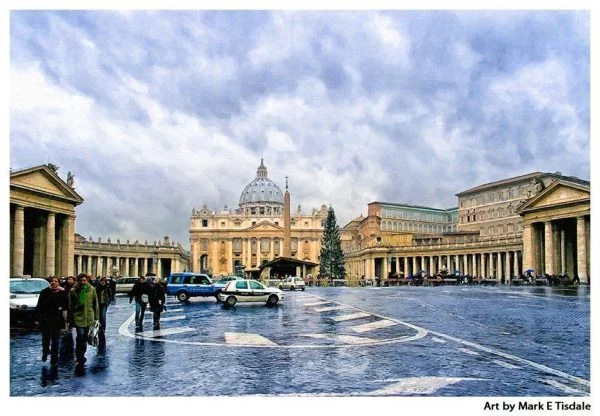 St Peter's Basilica in the Vatican - Stormy Winter Day - Rome Print by Mark Tisdale